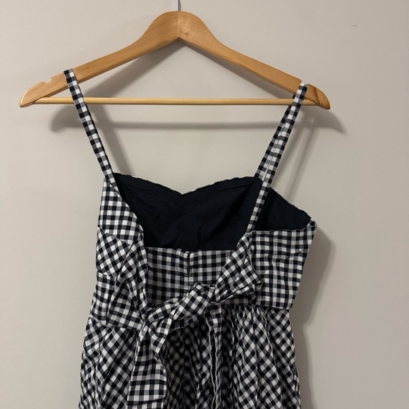NWT J. Crew Bubble A Line Dress Black White Gingham Sleeveless Bow Cotton - Picture 8 of 16